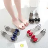 Summer Fish-billed sandals bow plastic sandals female girls transparent crystal jelly sandals with flat Heel