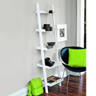 Wooden 18-Inch By 67-Inch 5-Tier Leaning cormer Wall storage Shelf