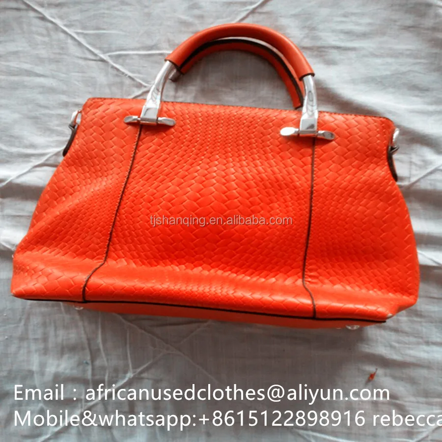2018 Year Used Bags Secondhand Shinning Colour Lady Leather Handbags Clothing Lots In Sacks School