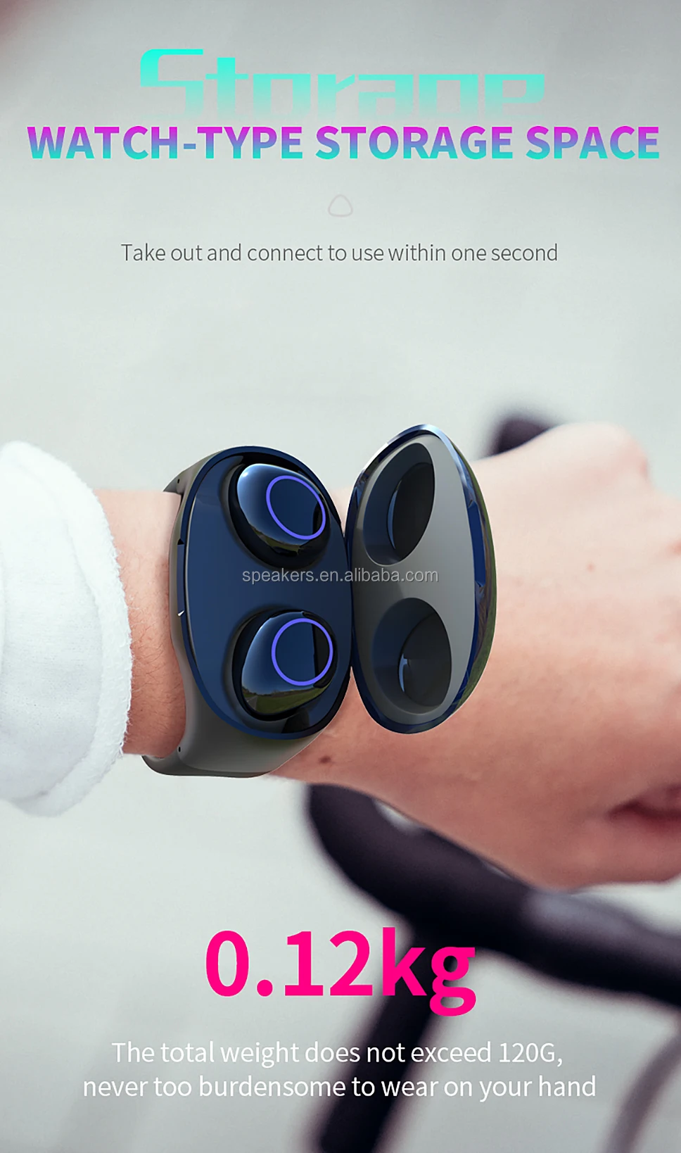 TWS Wristband Earphones Bluetooth 5.0 True Wireless Earbuds Noise Cancelling Touch Binaural Earphone Mini Sport Headset with Mic - ANKUX.COM