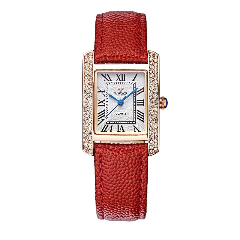 New Arrival WWOOR Brand Women Gold Diamond Case Various Colors Leather Band Changeable Strap Square Ladies Watches, 6 colors for choose
New Arrival WWOOR Brand Women Gold Diamond Case Various Colors Leather Band Changeable Strap Square Ladies Watches, 6 colors for choose