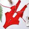 Free Shipping custom made swimsuit with zipper red two piece suspender high waist swimwear bikini for women