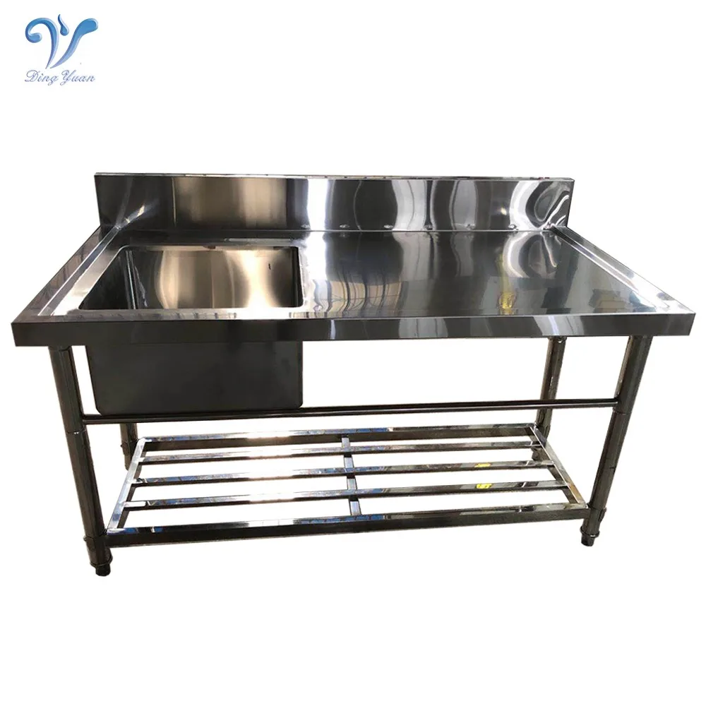 Discount price wholesale stainless steel commercial  kitchen sink 2 bowls with drainboard backsplash