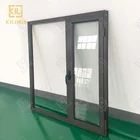 Brown color soundproof standard size aluminum frame insulated tempered glass window for malaysia kitchen