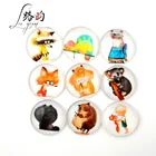 wholesale crystal glass round hairy owl plush animal fridge magnet