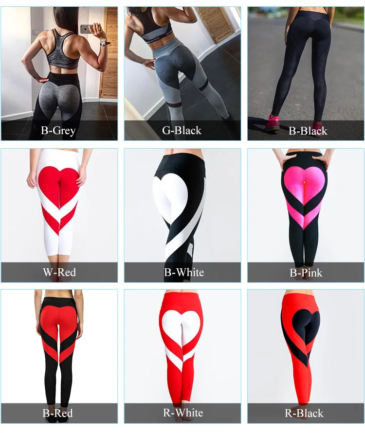 Colorful Sublimation Compression Love Heart Printed Women Yoga Pants