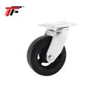 Industrial heavy duty swivel solid rubber on cast iron caster with double ball bearing