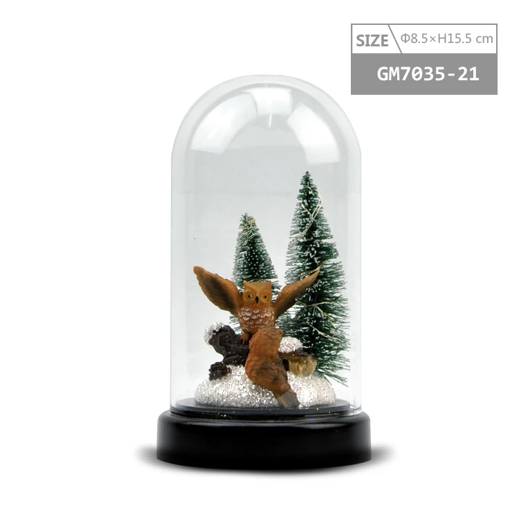 christmas decoration led glass cloche dome with santa claus