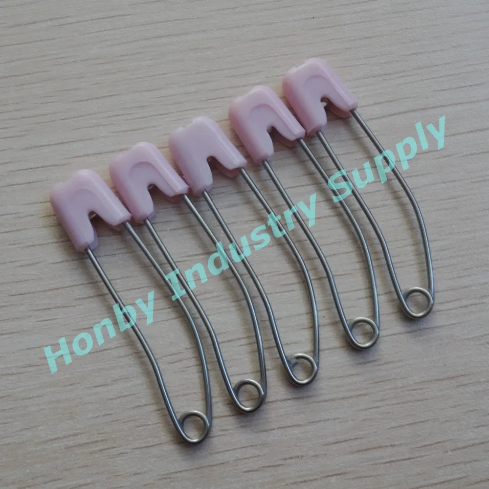 55mm Stainless Steel Light Pink Color Curving Diaper Safety Pin