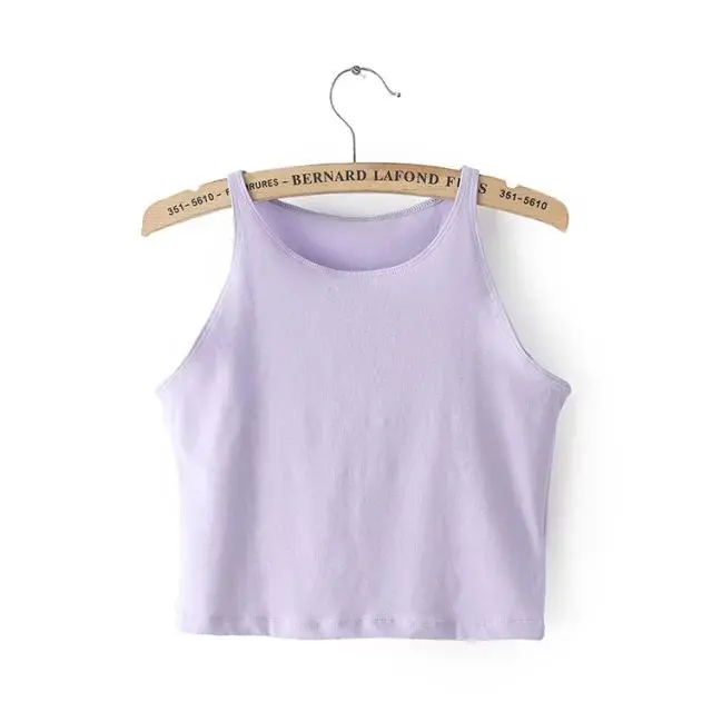 Tops Top None Solid Cotton Broadcloth Tank Tops Regata Feminina Bustier 2015 Summer Women Crop Top Short Natural Brand New Sexy