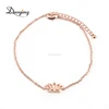 Factory Direct Trendy Hot Wholesale Simple Design Flower Charm Jewelry Tiny Copper Bracelet Gold Plated Chain Bracelet