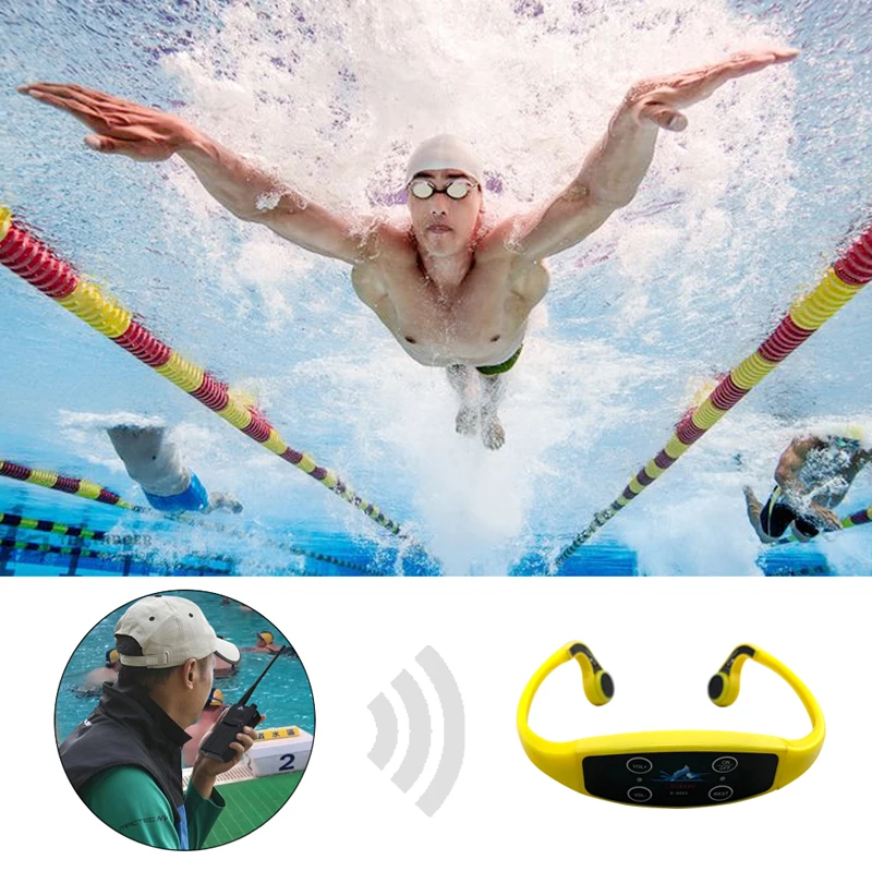 Waterproof Wireless Bone Conduction Headphone*1 and Transmitter*1 New Technology USB Portable Long Range MP3 Aquatic Sports - ANKUX.COM