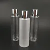 200ml 250ml Clear Frost Plastic Cosmetic Bottle for Lotion, PET Lotion Bottles with Silver Lids