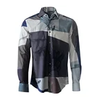 latest designs male casual long sleeve men shirt 100% cotton with digital printing pattern