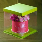Custom 7 inch two tier tall square rigid plastic cake box in Malaysia in bulk