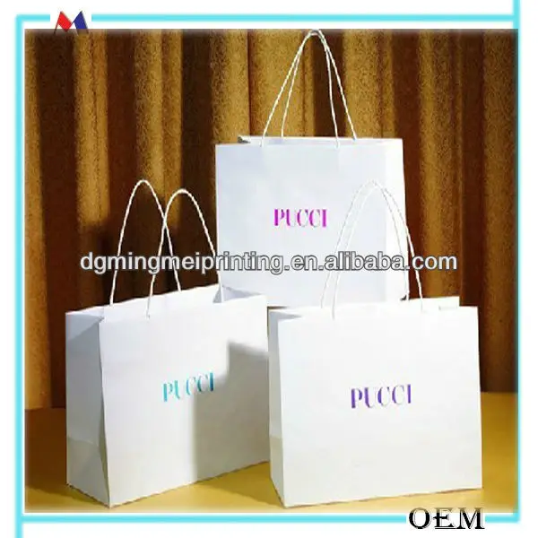 hot white shopping bags gift bages retail packaging bags