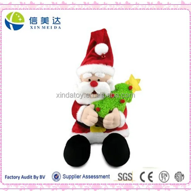 2017 New Animated Singing Deck the Hall Holding Tree Jingle Santa Plush Toy