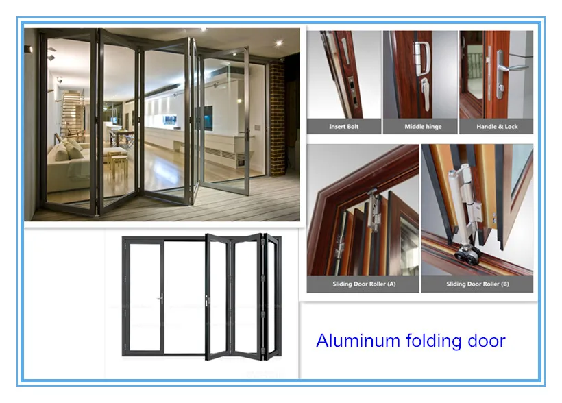Aluminum tempered  glass interior aluminum folding glass patio doors