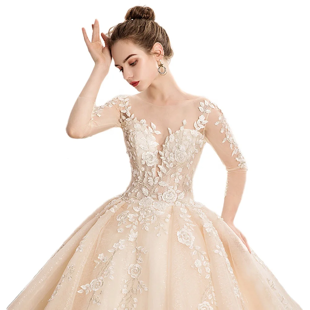 French retro Bridal Ball Gown gold trailing princess dream luxury wedding dress, As picture
French retro Bridal Ball Gown gold trailing princess dream luxury wedding dress, As picture