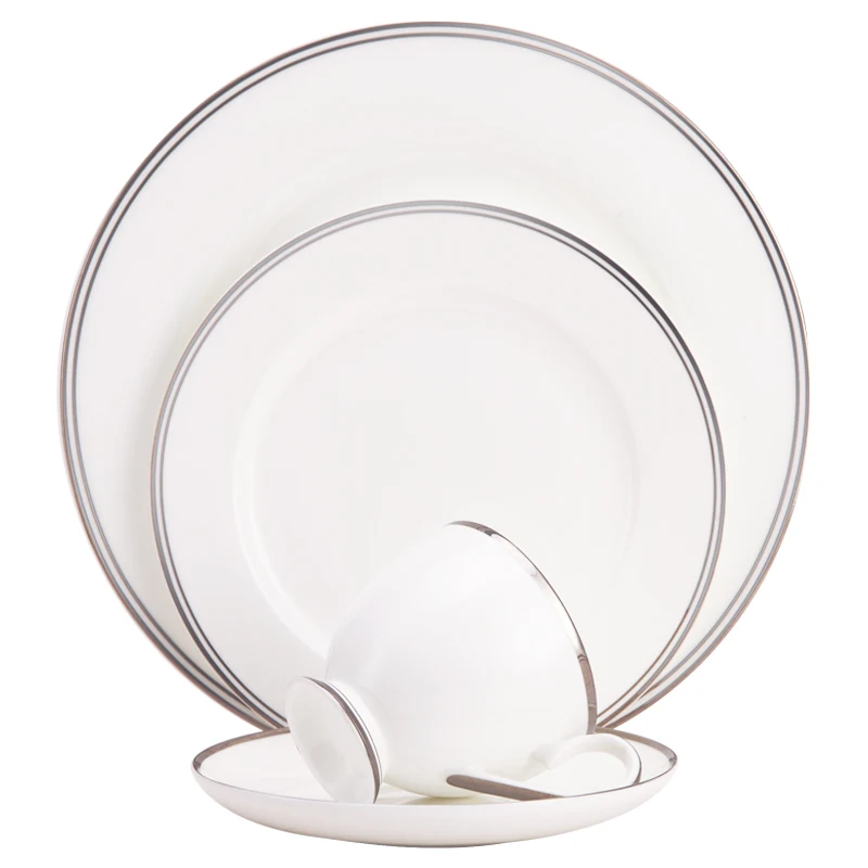 Hot Sale Wedding Party Dinner Plates Design Dishes Fine Bone Silver edge Tableware set coffee cup China Ceramic
Hot Sale Wedding Party Dinner Plates Design Dishes Fine Bone Silver edge Tableware set coffee cup China Ceramic