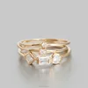 14k gold sterling silver Flashed Cubic Zirconia ring Three Colors Set of 3 Stacking Ring LYR0231