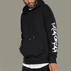 China supplier custom high quality black printed sleeves drop shoulders hoodies