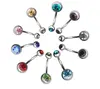 Piercing Navel Surgical Steel Double Gem Crystal Rhinestone Navel Piercing Ombligo 5/8mm Ball Nombril Belly Button Rings