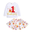 Girl round collar long sleeve T-shirt and skirt set All Hallows Day clothes
