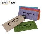 Linen fabric glasses spring case pouch