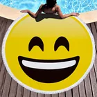China Textile Factory Supply Microfiber Bath Towel Multicolor emoji Round Beach Towels