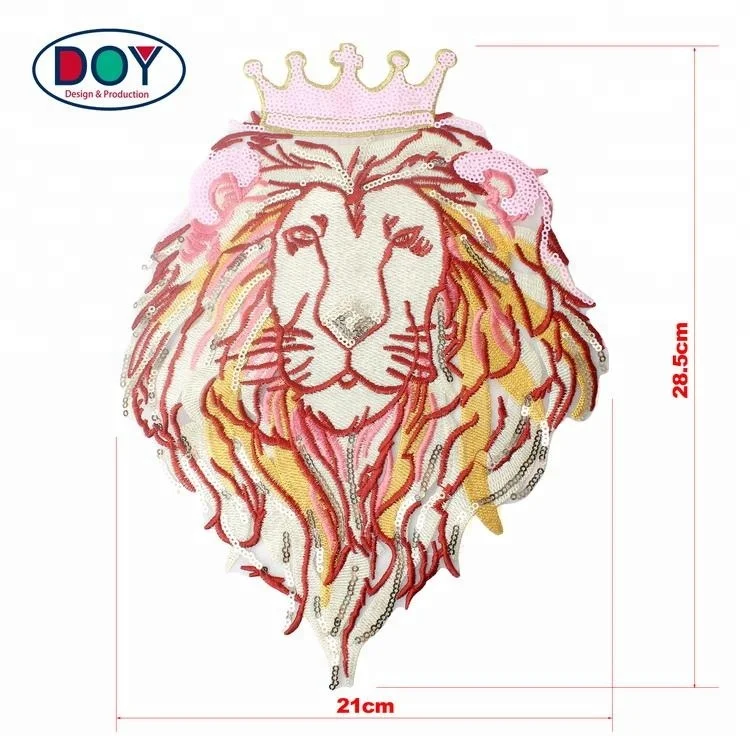 Fashion Design Custom Made Animal Logo Fabric Embroidered Sequins Lion Patches for T-shirt and Skirt, Accept customized
Fashion Design Custom Made Animal Logo Fabric Embroidered Sequins Lion Patches for T-shirt and Skirt, Accept customized