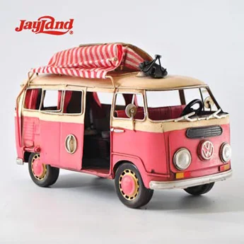 Vintage Metal Handmade Camper Bus Model With Hardtop, Ice Cream