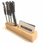 Bamboo Multi-Function Desktop Organizer, NOKEXIN Business Card Holders Wooden Organizer Display Stands Pen Pencil Holder