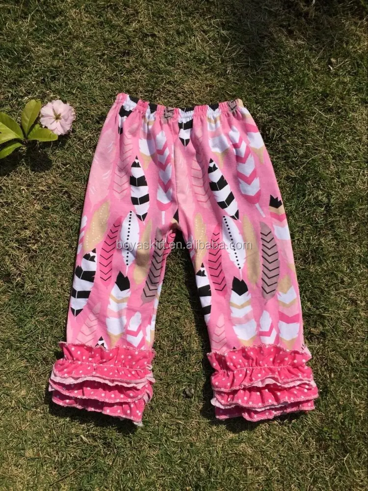 2016 new style wholesale ruffle pants wholesale girls ruffle leggings baby icing ruffle pants girls