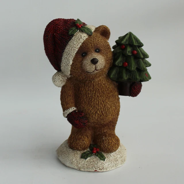teddy bear with a christmas tree for christmas decoration