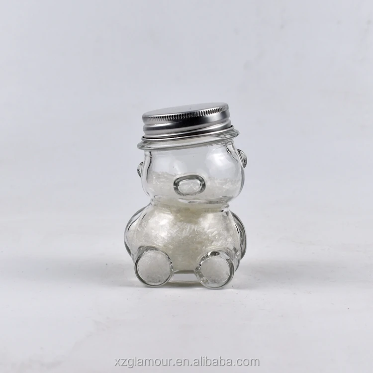 75 ml 2.5 oz mini ours forme bocal en verre pour bonbons et bouteille de sel