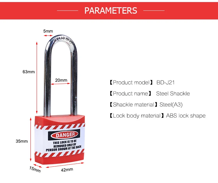 BOSHI Custom Color Abs Lock Shape Security Padlock Safety Padlock