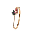 YC0120 Custom Design Girl's Cute Butterfly Green Zirconia Ruby Cuff Bangle Bracelet for Women 925 Sterling Silver Jewelry