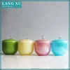 FDA Certification custom unique design bling colored glass candle jar with glass decorative lid
