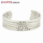 Wholesale Silver Stainless Steel Metal Engraved Inspirational Mantra Bracelets Bangle