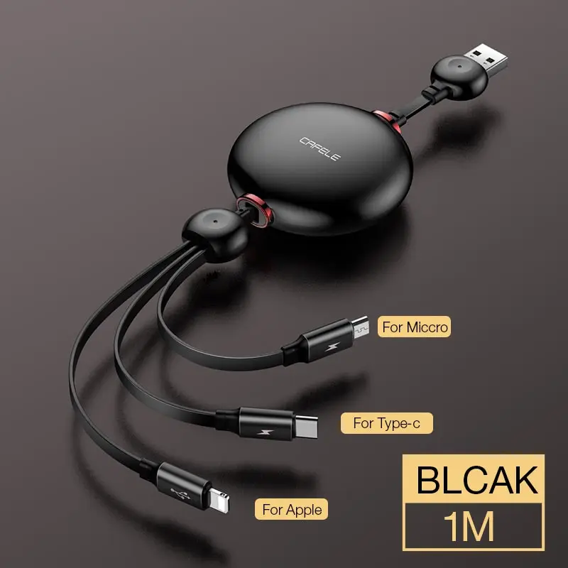 Cafele 3 In 1 USB Cable Lantern Style Charging Cable Type C Micro 8Pin Data Sync Cable - ANKUX.COM