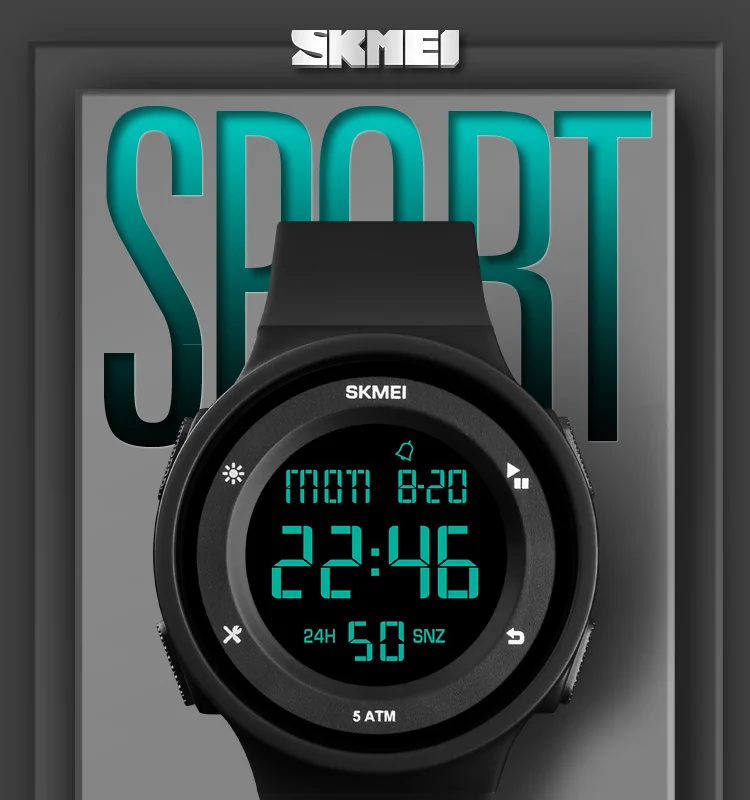 Skmei waterproof sport fashion color strap digital stop watch