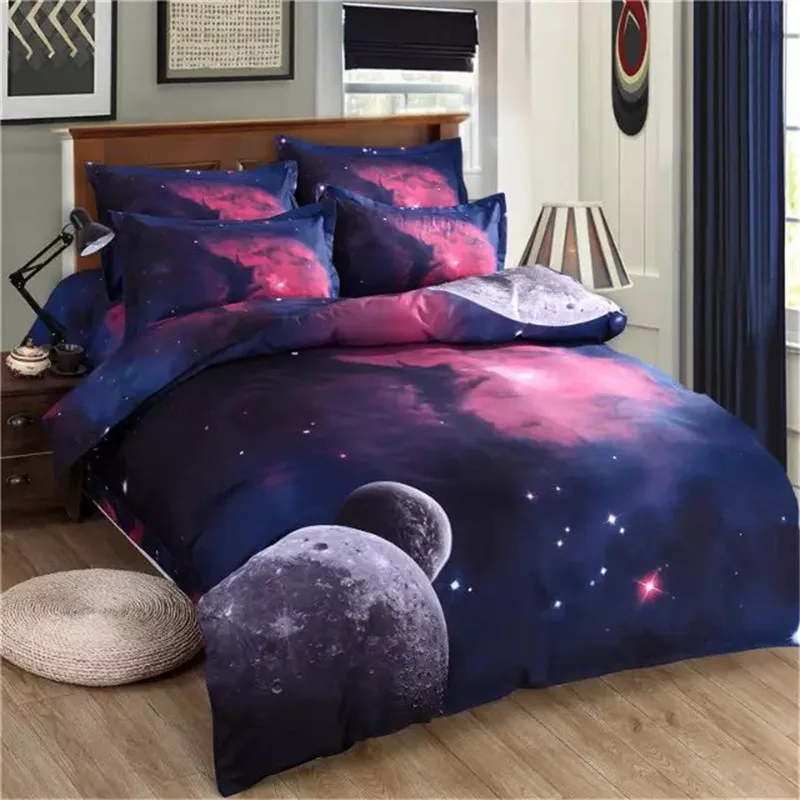 2016New fashion 3DGalay Bedding Sets Twin/Queen Size Universe Outer Space Themed Bedspread Bed Linen Bed Sheets Duvet Cover Set