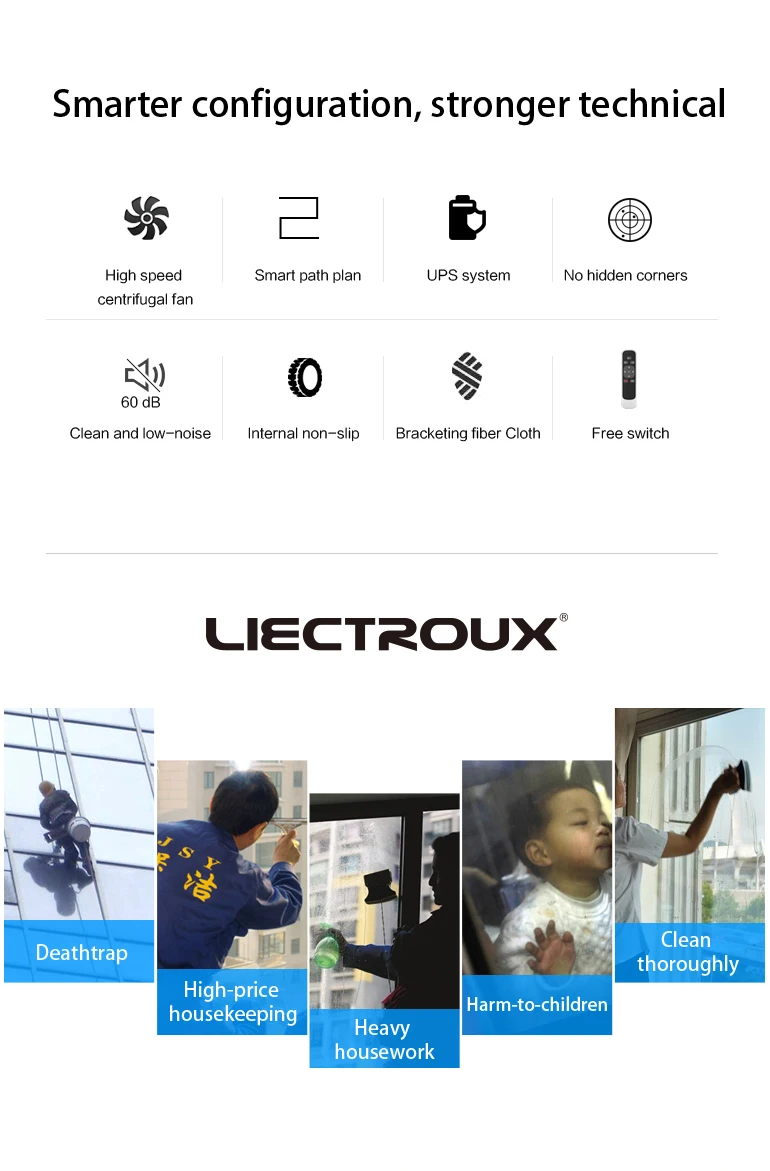 Liectroux X6 Automatic Window Cleaning Robot,Glass Vacuum Cleaner Tool and Robotic Washer