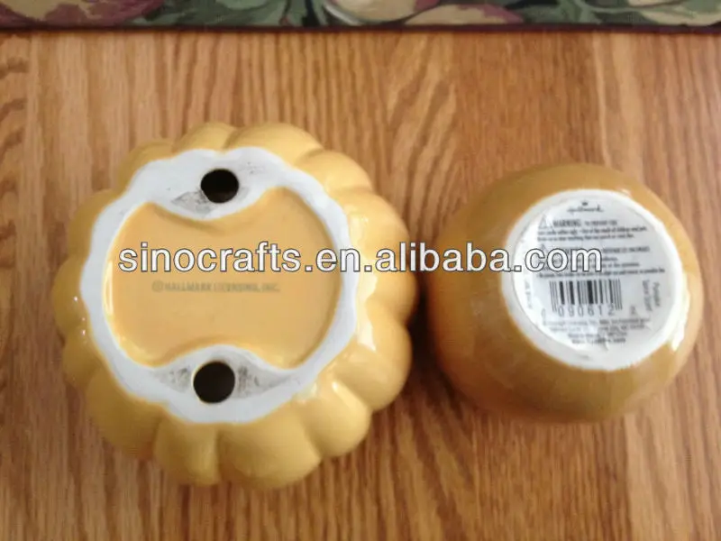 hallmark pumkin ceramic candles holder