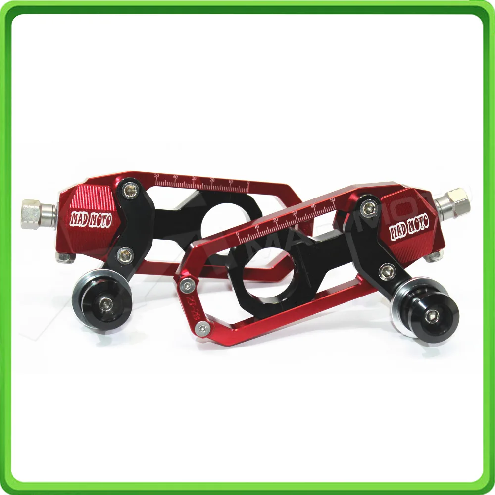 Motorcycle Chain Tensioner Adjuster with paddock bobbins kit for Yamaha R1 YZF-R1 2004 2005 Red&Black (5)