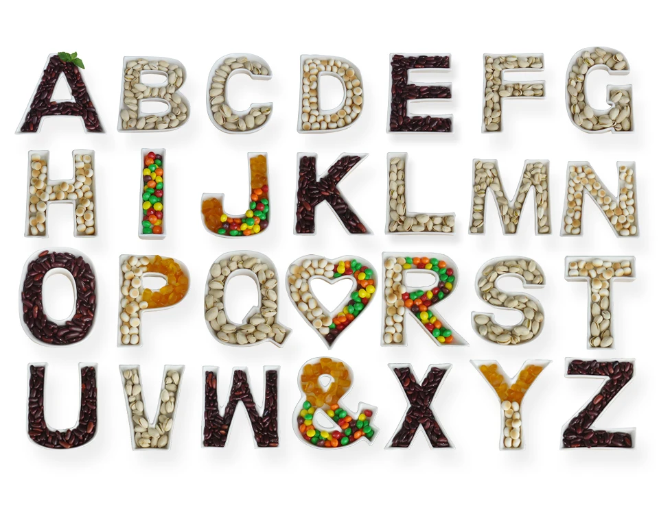 Handcrafted western widely used party decor letter alphabet shape white italain ceramic dish
Handcrafted western widely used party decor letter alphabet shape white italain ceramic dish