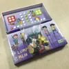 Child board game with wooden pawns and dices
