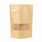 White Doypack Stand Up Pouch Ziplock Kraft Paper Bags With Clear Window And Zipper^