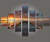 7 Pieces modern Canvas Painting Wall Art The Picture For Home Decoration Pier With Bird Flying And Colourful Sky At Sunset Lake